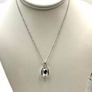 Swarovski Signed Elegant Faceted Clear Crystal Platinum Plated Necklace